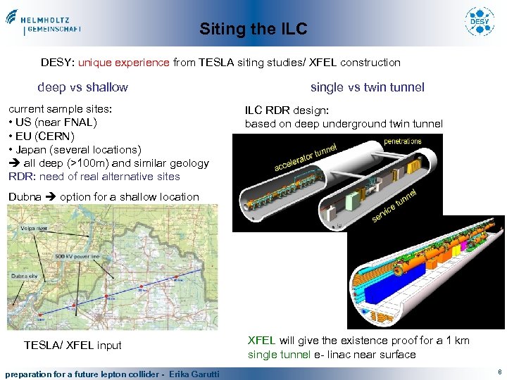 Siting the ILC DESY: unique experience from TESLA siting studies/ XFEL construction deep vs
