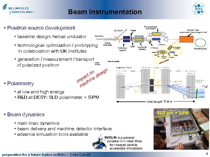 Beam Instrumentation • Positron source development • baseline design: helical undulator • technological optimization