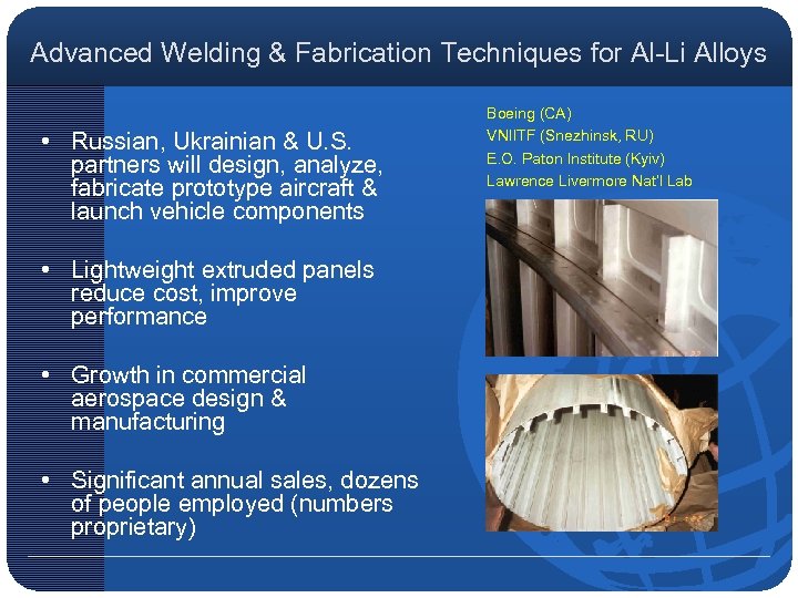 Advanced Welding & Fabrication Techniques for Al-Li Alloys • Russian, Ukrainian & U. S.