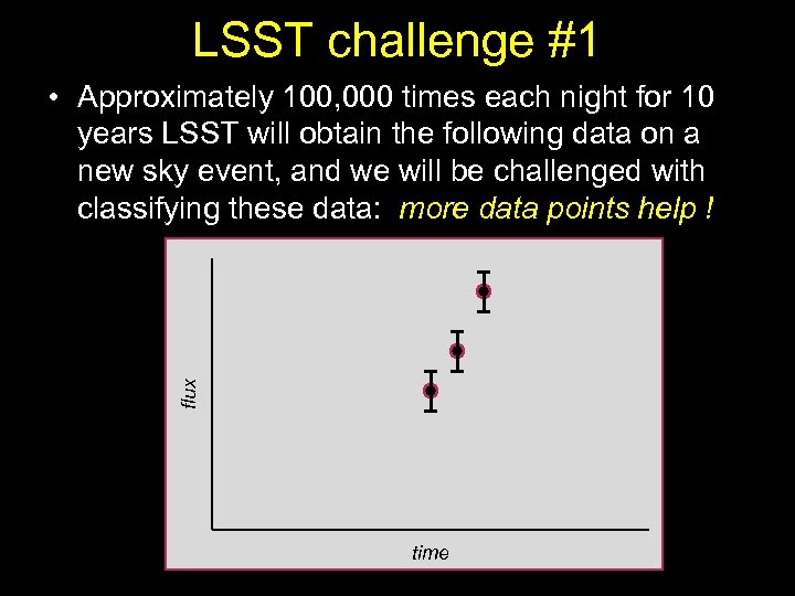 LSST challenge #1 flux • Approximately 100, 000 times each night for 10 years