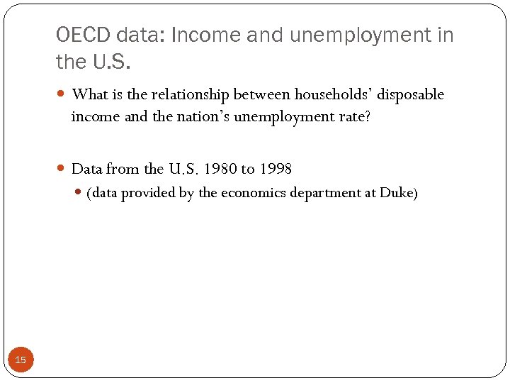 OECD data: Income and unemployment in the U. S. What is the relationship between