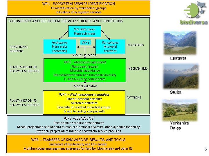 WP 1 - ECOSYSTEM SERVICE IDENTIFICATION ES identification by stakeholder groups Indicators of ecosystem