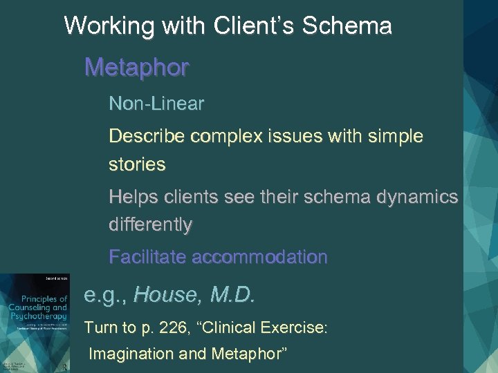 Working with Client’s Schema Metaphor Non-Linear Describe complex issues with simple stories Helps clients
