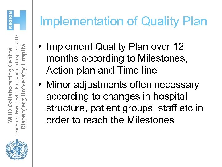 Bispebjerg University Hospital Evidence-Based Health Promotion in Hospitals & HS WHO Collaborating Centre Implementation