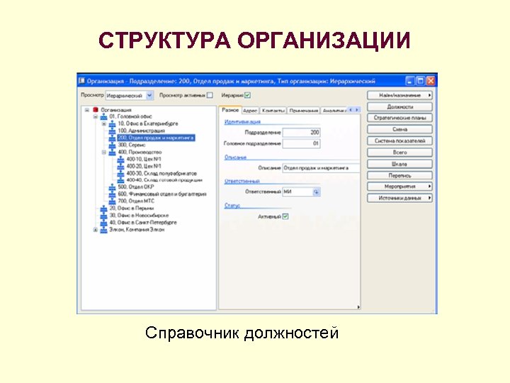 СТРУКТУРА ОРГАНИЗАЦИИ Справочник должностей 