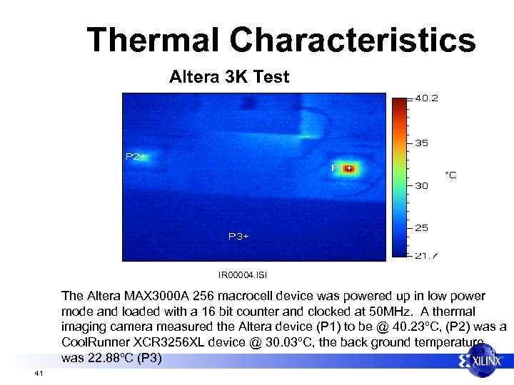 Thermal Characteristics Altera 3 K Test IR 00004. ISI The Altera MAX 3000 A