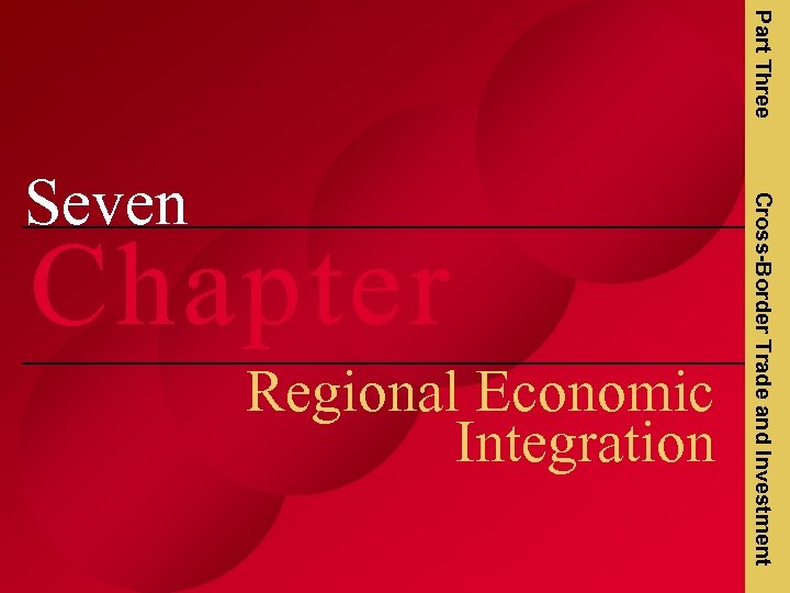 Part Three Chapter Regional Economic Integration Cross-Border Trade and Investment Seven 