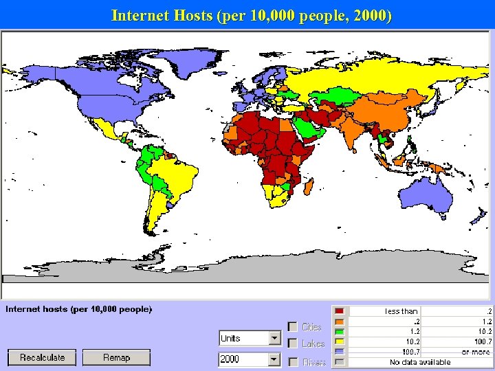 Internet Hosts (per 10, 000 people, 2000) 