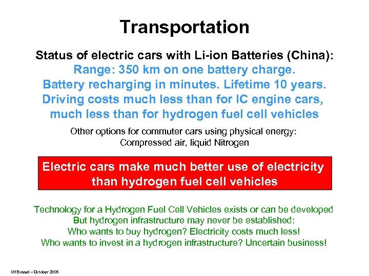 Transportation Status of electric cars with Li-ion Batteries (China): Range: 350 km on one