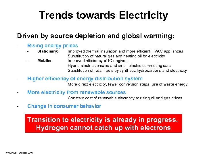 Trends towards Electricity Driven by source depletion and global warming: - Rising energy prices