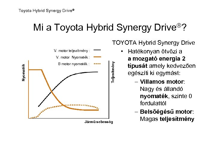 Toyota Hybrid Synergy Drive® TOYOTA Hybrid Synergy Drive V. motor teljesítmény : • Hatékonyan