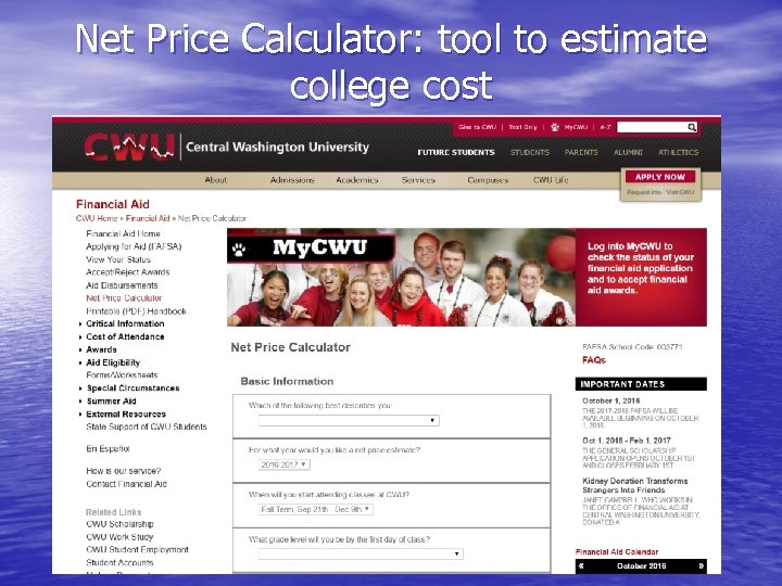 Net Price Calculator: tool to estimate college cost 
