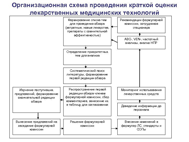 Организационная схема проведения краткой оценки лекарственных медицинских технологий Формирование списка тем для проведения обзора