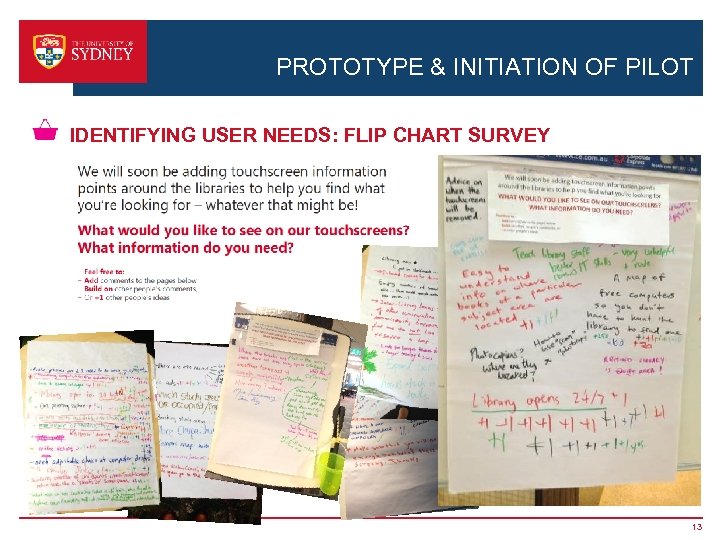 PROTOTYPE & INITIATION OF PILOT IDENTIFYING USER NEEDS: FLIP CHART SURVEY 13 