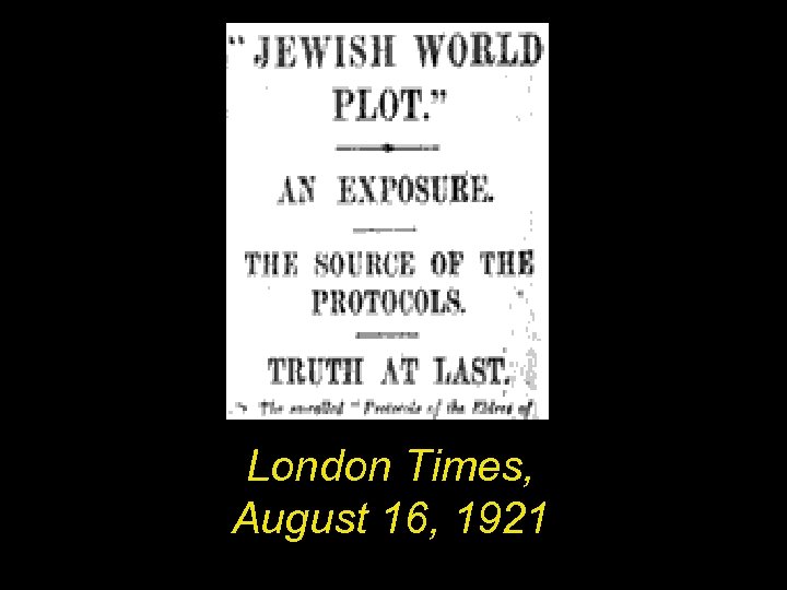London Times, August 16, 1921 