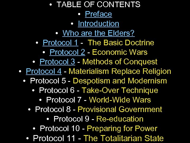  • TABLE OF CONTENTS • Preface • Introduction • Who are the Elders?