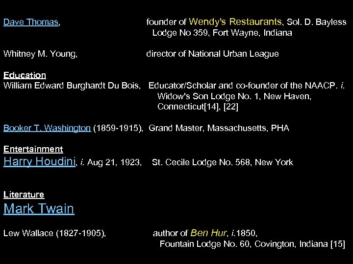 Dave Thomas, founder of Wendy's Restaurants, Sol. D. Bayless Lodge No 359, Fort Wayne,