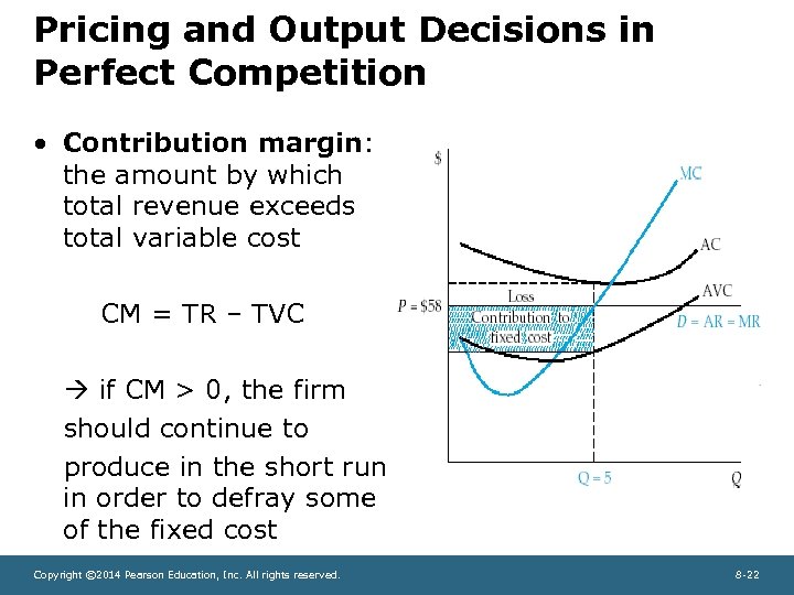 Pricing and Output Decisions in Perfect Competition • Contribution margin: the amount by which
