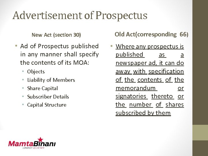 Advertisement of Prospectus New Act (section 30) • Ad of Prospectus published in any