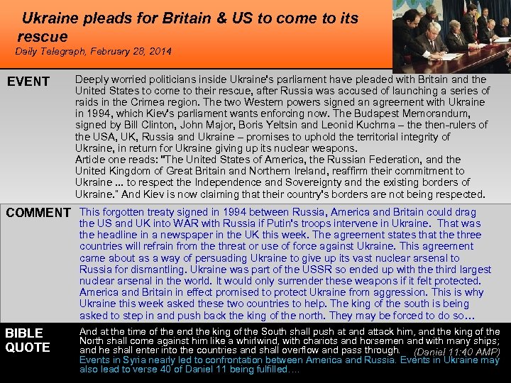 Ukraine pleads for Britain & US to come to its rescue Daily Telegraph, February