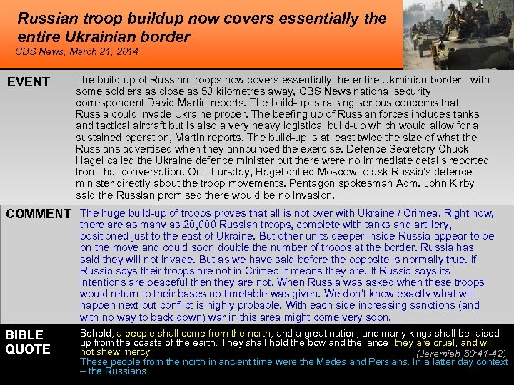 Russian troop buildup now covers essentially the entire Ukrainian border CBS News, March 21,