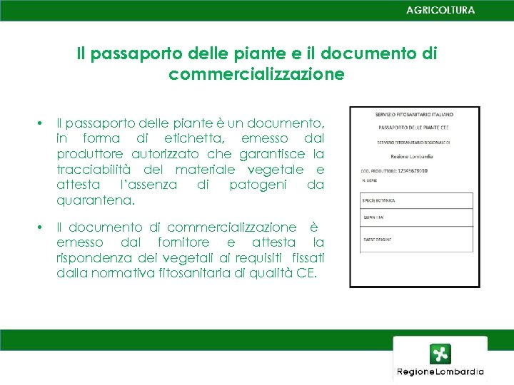 Il passaporto delle piante e il documento di commercializzazione • Il passaporto delle piante