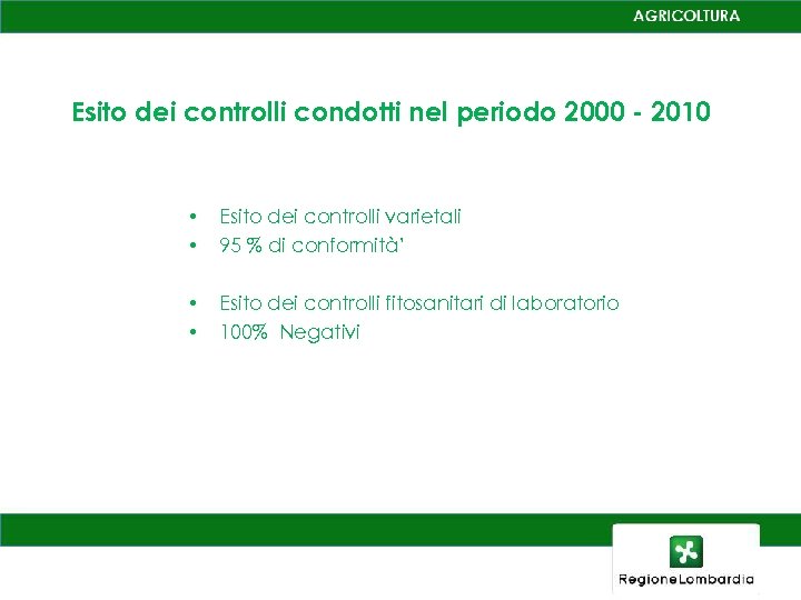 Esito dei controlli condotti nel periodo 2000 - 2010 • • Esito dei controlli