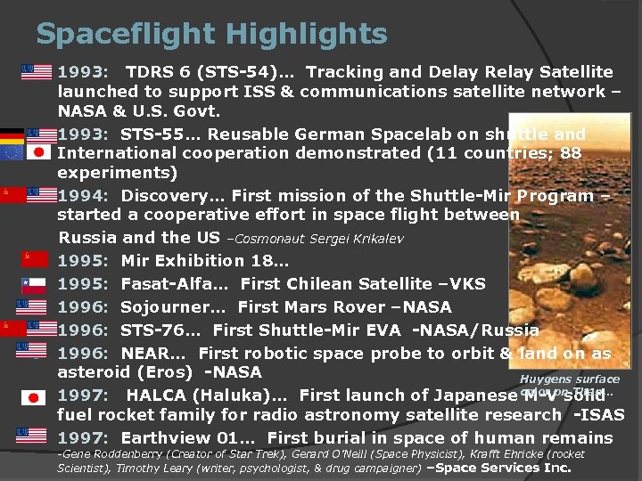 Spaceflight Highlights 1993: TDRS 6 (STS-54)… Tracking and Delay Relay Satellite launched to support