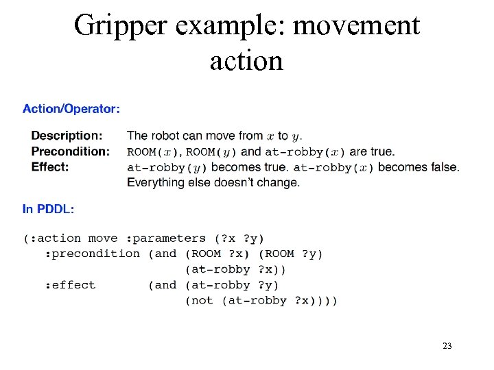 Gripper example: movement action 23 