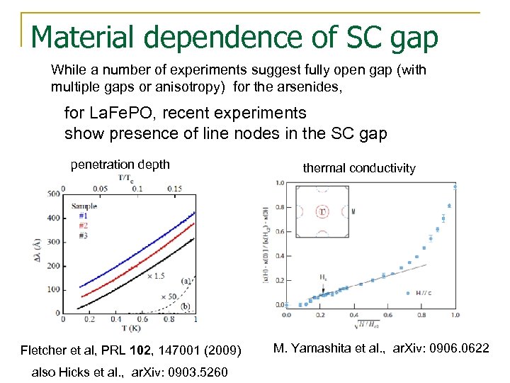 Material dependence of SC gap While a number of experiments suggest fully open gap