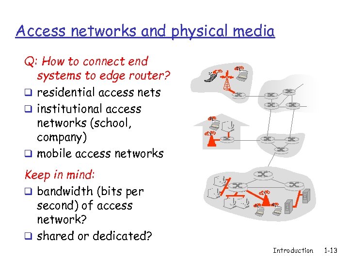 Access networks and physical media Q: How to connect end systems to edge router?