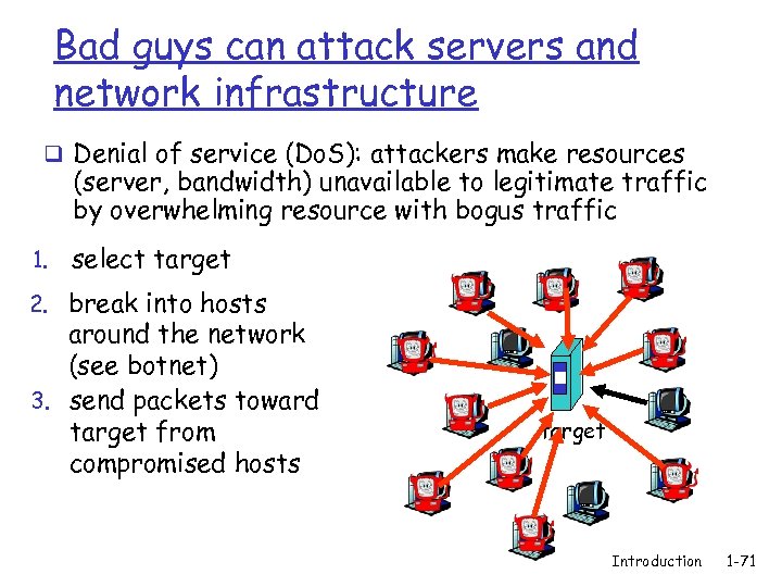 Bad guys can attack servers and network infrastructure q Denial of service (Do. S):