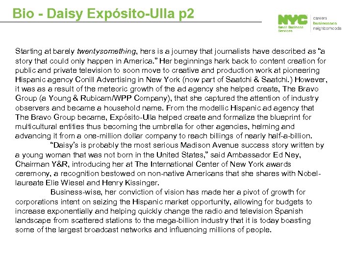 Bio - Daisy Expósito-Ulla p 2 Starting at barely twentysomething, hers is a journey