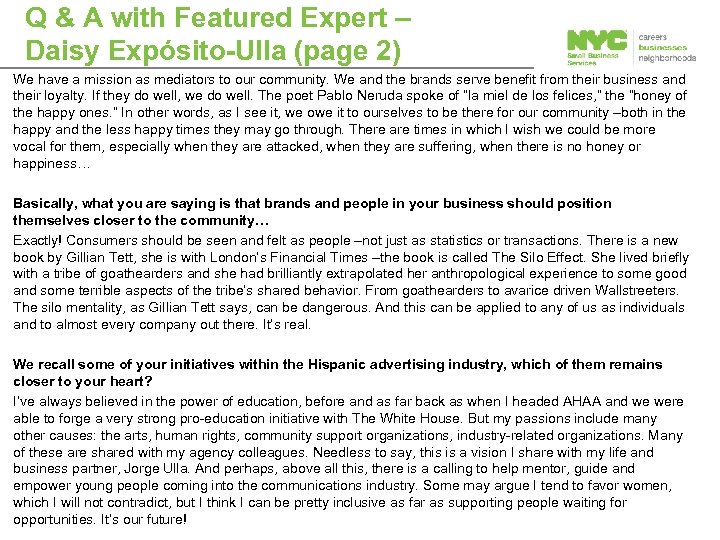 Q & A with Featured Expert – Daisy Expósito-Ulla (page 2) We have a