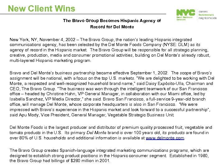 New Client Wins The Bravo Group Becomes Hispanic Agency of Record for Del Monte