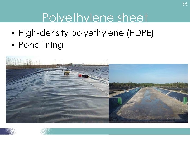 56 Polyethylene sheet • High-density polyethylene (HDPE) • Pond lining 
