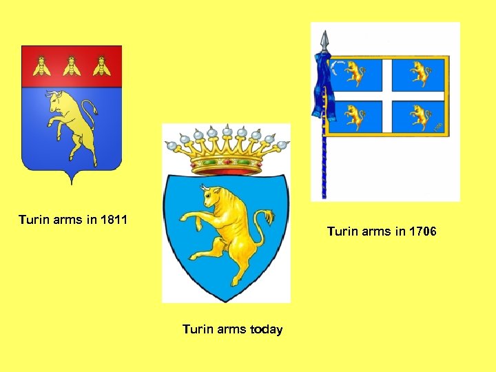 Turin arms in 1811 Turin arms in 1706 Turin arms today 