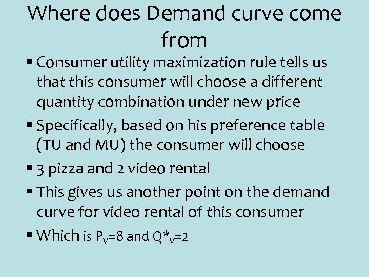 Where does Demand curve come from § Consumer utility maximization rule tells us that