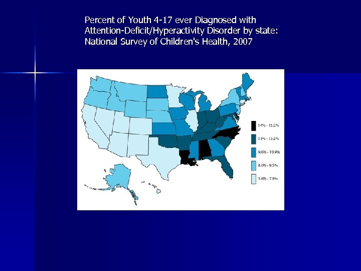 Percent of Youth 4 -17 ever Diagnosed with Attention-Deficit/Hyperactivity Disorder by state: National Survey