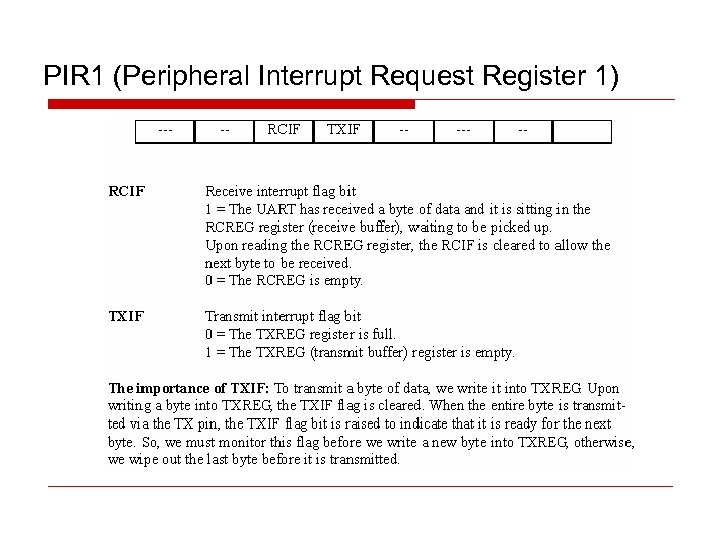 PIR 1 (Peripheral Interrupt Request Register 1) 