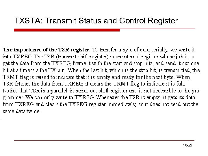 TXSTA: Transmit Status and Control Register 10 -25 