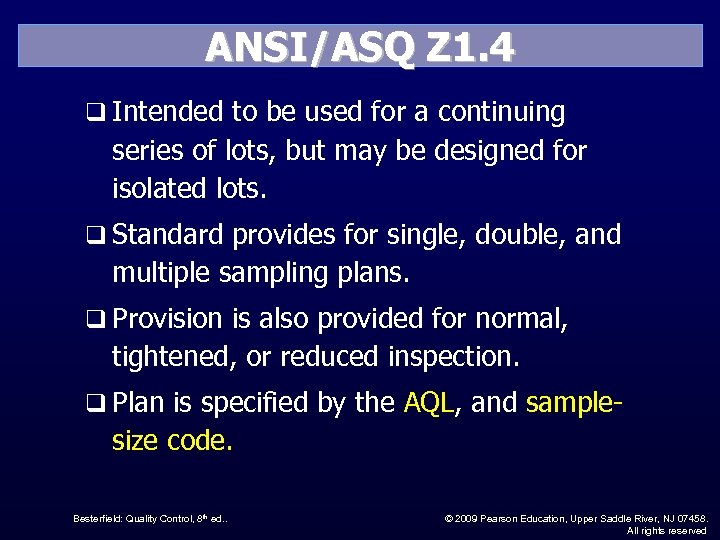 ansi asq z1 4 2003 standard- single sampling plans for normal inspection