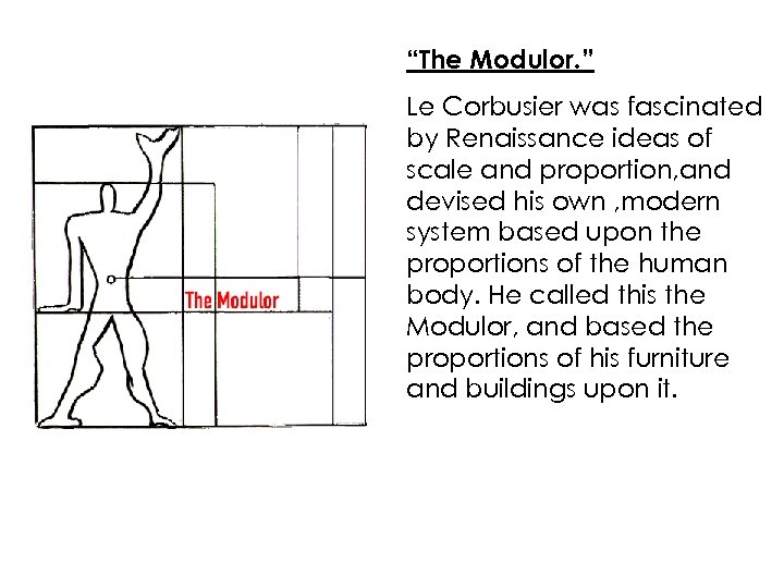 “The Modulor. ” Le Corbusier was fascinated by Renaissance ideas of scale and proportion,