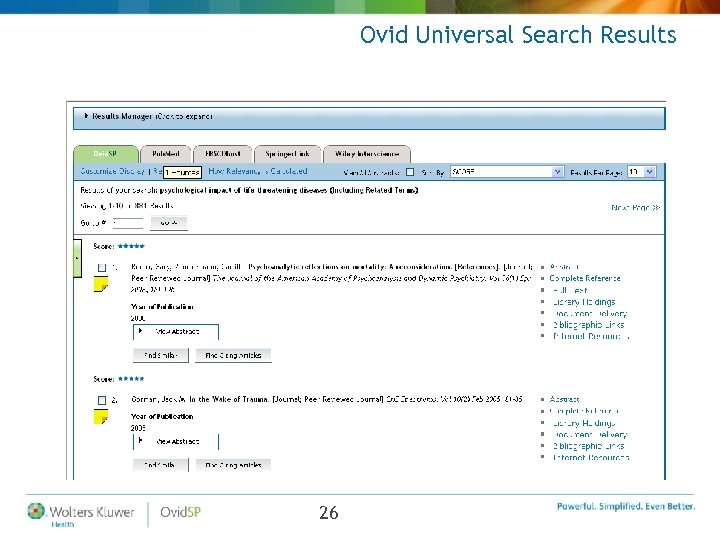 Ovid Universal Search Results 26 
