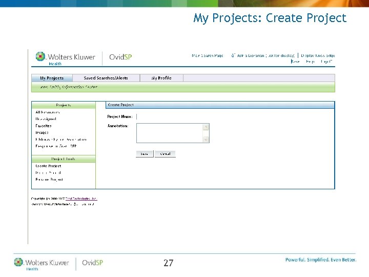My Projects: Create Project 27 