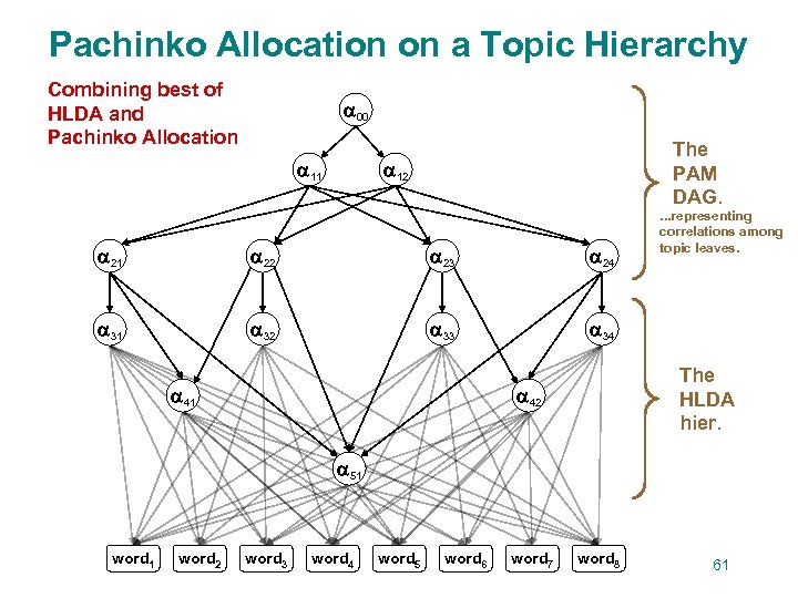 Pachinko Allocation on a Topic Hierarchy Combining best of HLDA and Pachinko Allocation 00