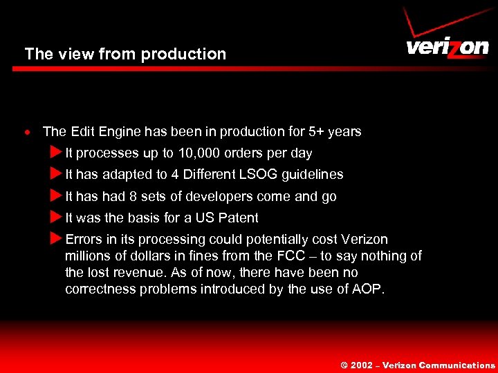 The view from production · The Edit Engine has been in production for 5+