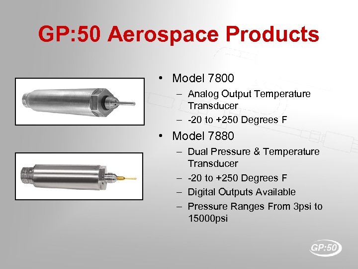 GP: 50 Aerospace Products • Model 7800 – Analog Output Temperature Transducer – -20