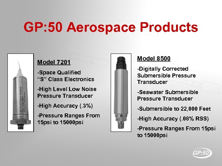 GP: 50 Aerospace Products Model 7201 -Space Qualified “S” Class Electronics -High Level Low