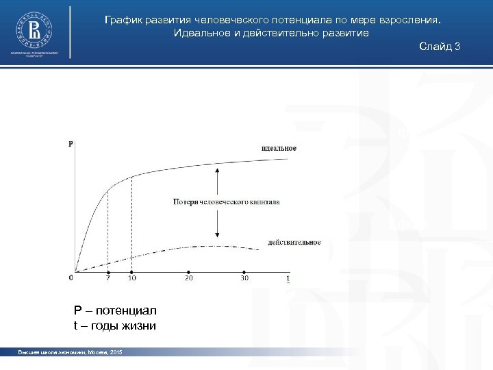 График развития человеческого потенциала по мере взросления. Идеальное и действительно развитие Слайд 3 фото
